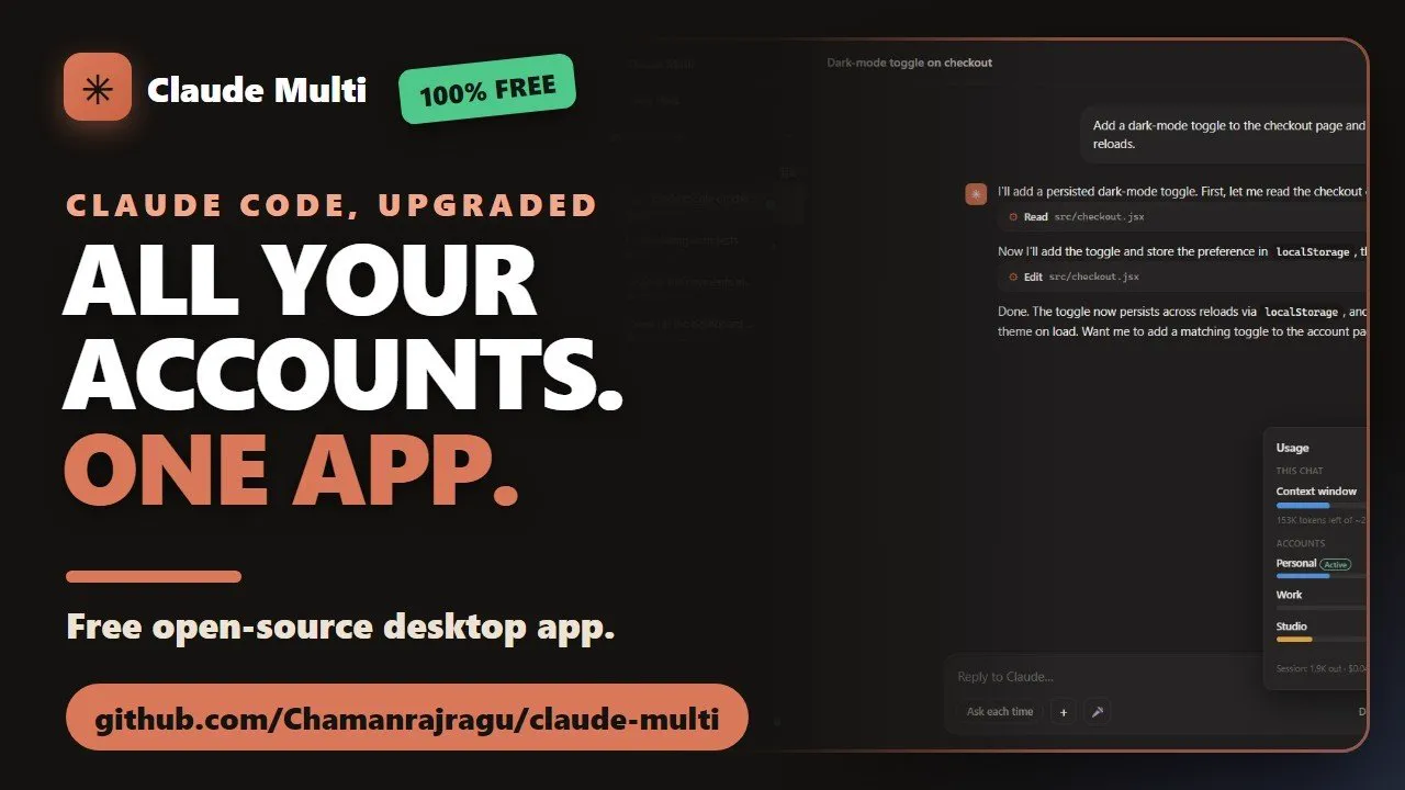 Claude Code, but with all your accounts at once — Claude Multi (full tour) — video thumbnail