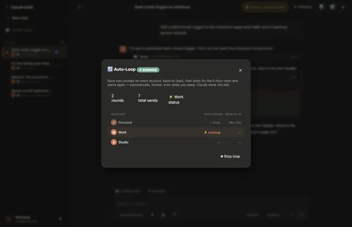 Claude Multi auto-loop running across accounts