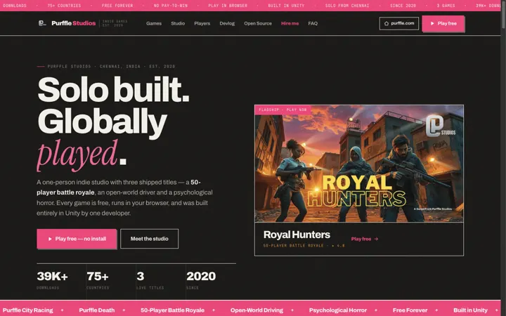 Purffle Studios front page — purfflestudios.com