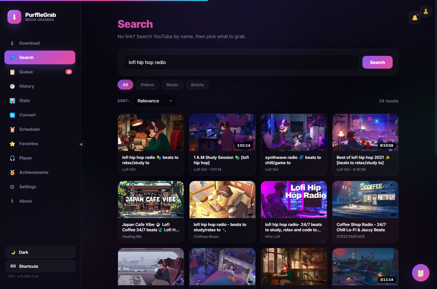 Search YouTube and download videos directly