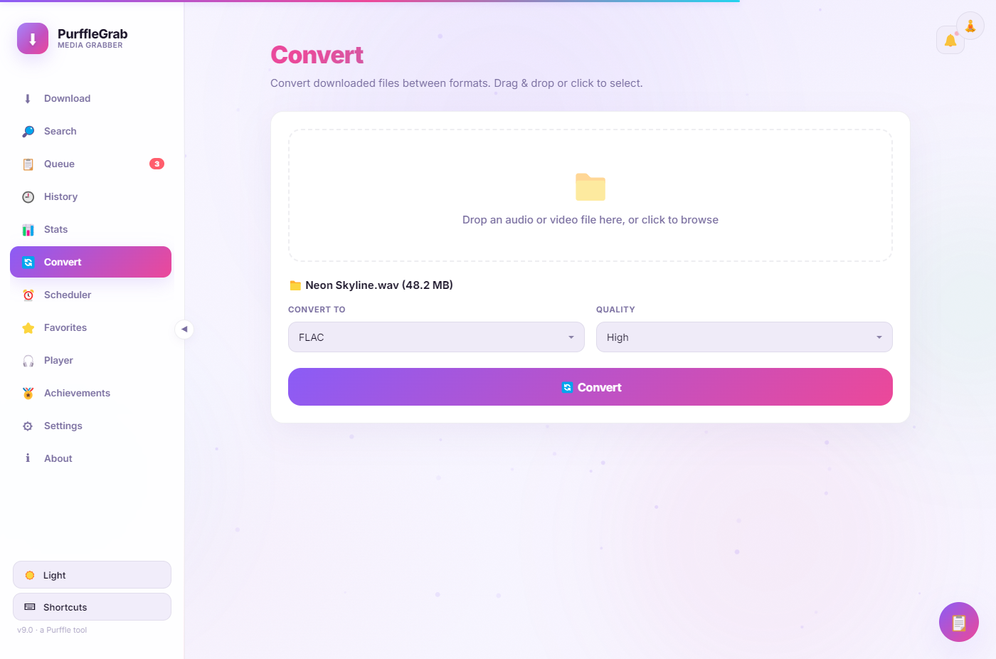 Format converter — MP3, FLAC, MP4 conversion